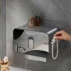 Stainless steel tissue box with a light luxury style for home bathroom, wall-mounted tissue stand without holes, waterproof tissue box for bathroom Specification image